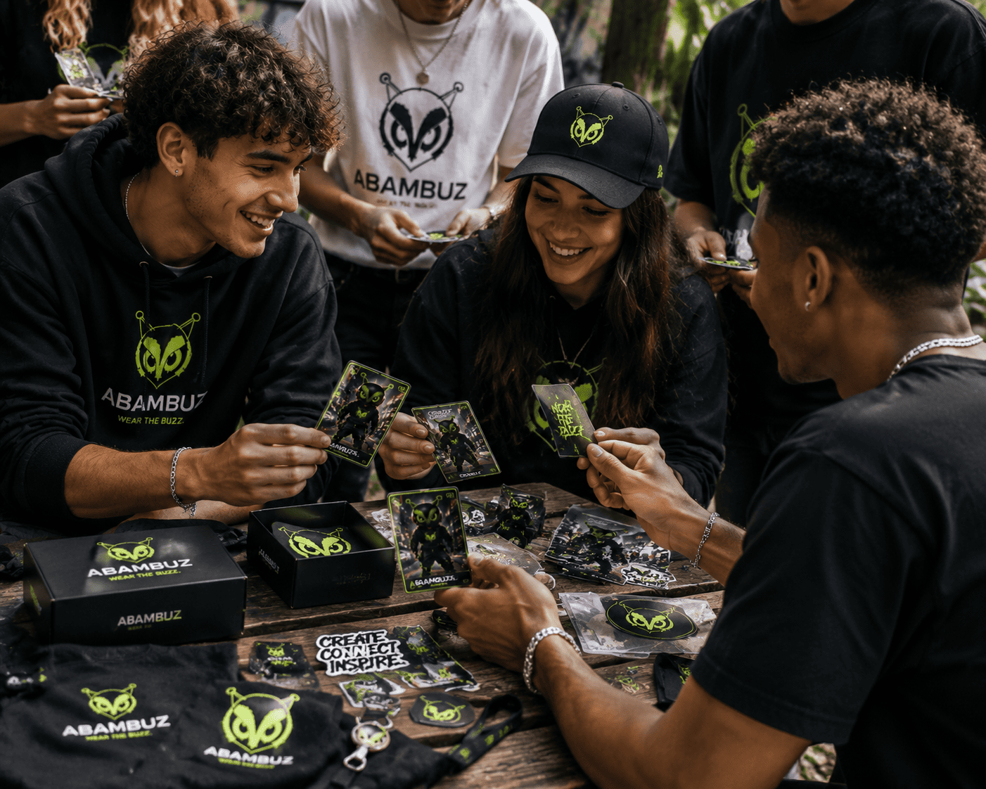 Community interacting with ABAMBUZ collectibles