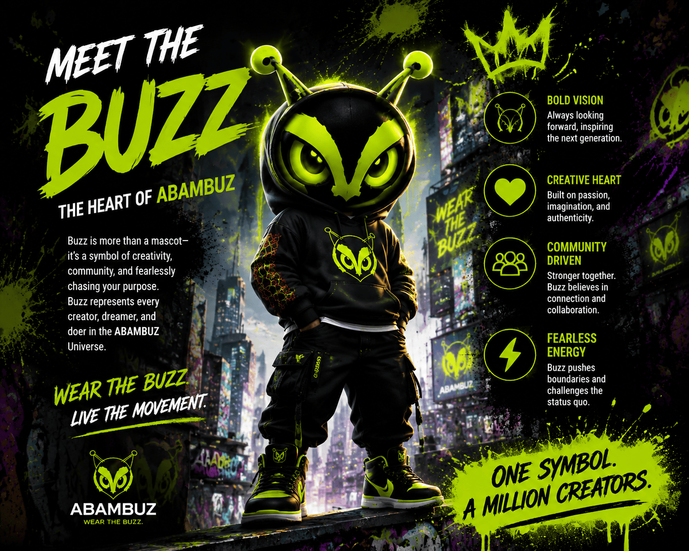ABAMBUZ mascot as a bold brand character